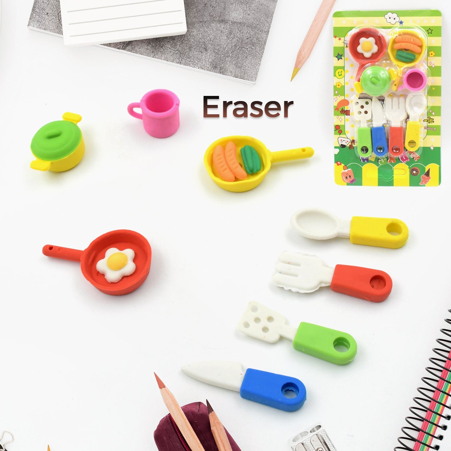 Fancy &amp; Stylish Mini Erasers for Kids (8 Pc Set) - Fun Designs, Party Favors