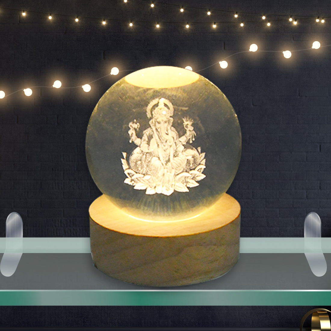 Ganpati Crystal Ball Lamp