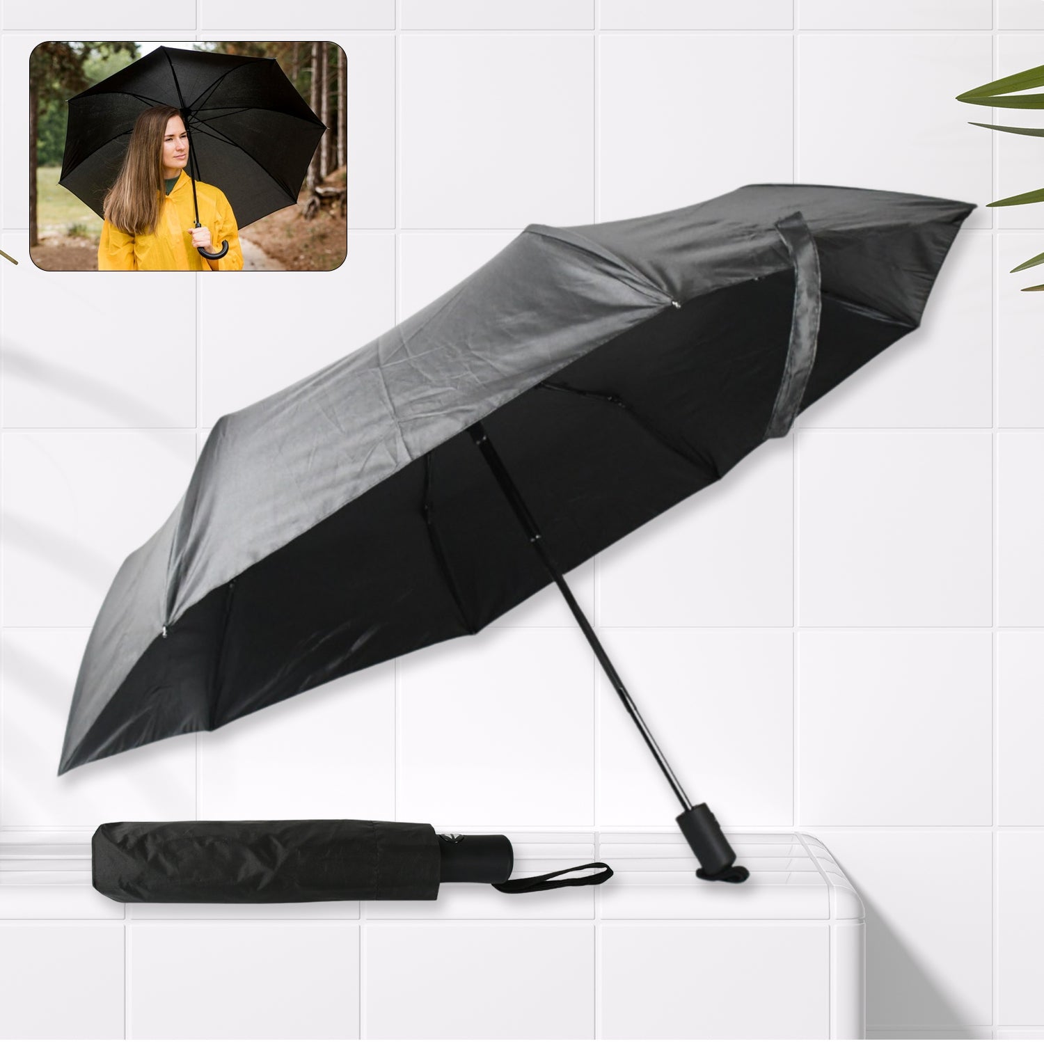 2 Fold Manual Open Umbrella| Windproof, Sunproof &amp; Rainproof with Sturdy Steel Shaft &amp; Wrist Straps | Easy to Hold &amp; Carry | Umbrella for Women, Men &amp; Kids