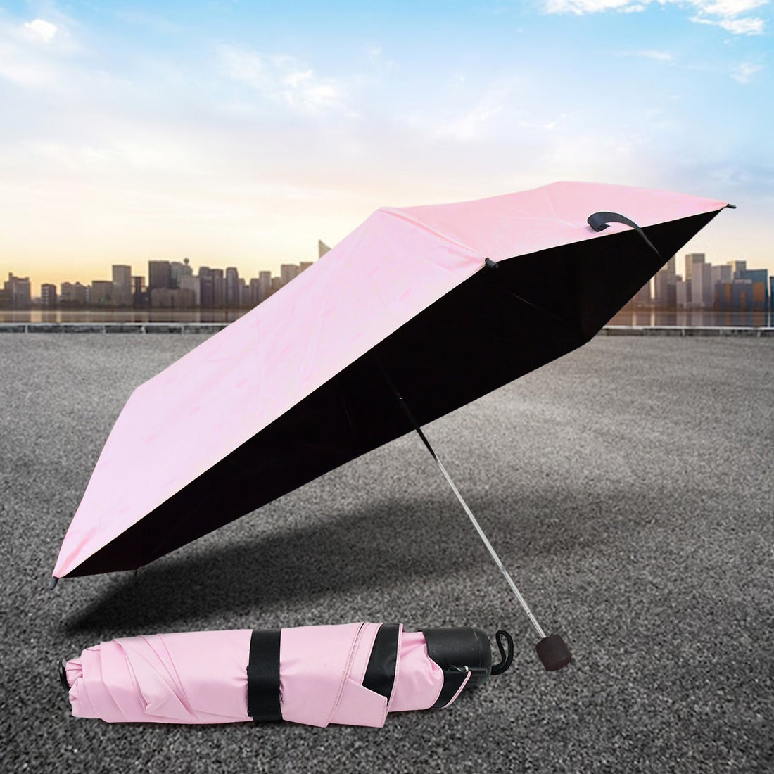 3-Fold Sun &amp; Rain Protective Solid Foldable Umbrella, (1 Pc)