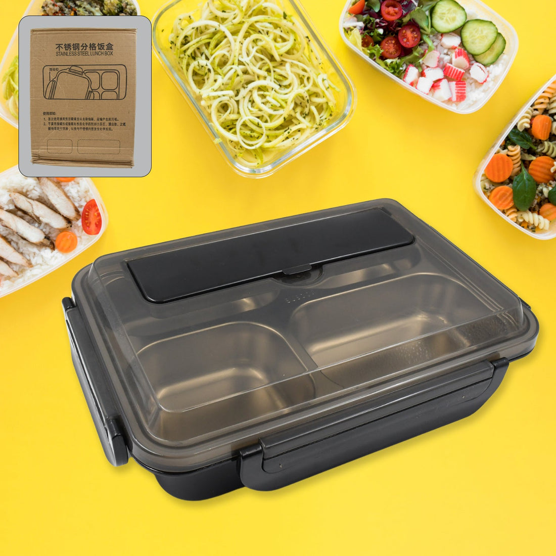 4 Compartment Insulated Lunch Box Stainless Steel |Tiffin Box for Boys, Girls, School &amp; Office Men for Microwave &amp; Dishwasher &amp; Freezer Safe Adult Children Food Container (1 Pc)