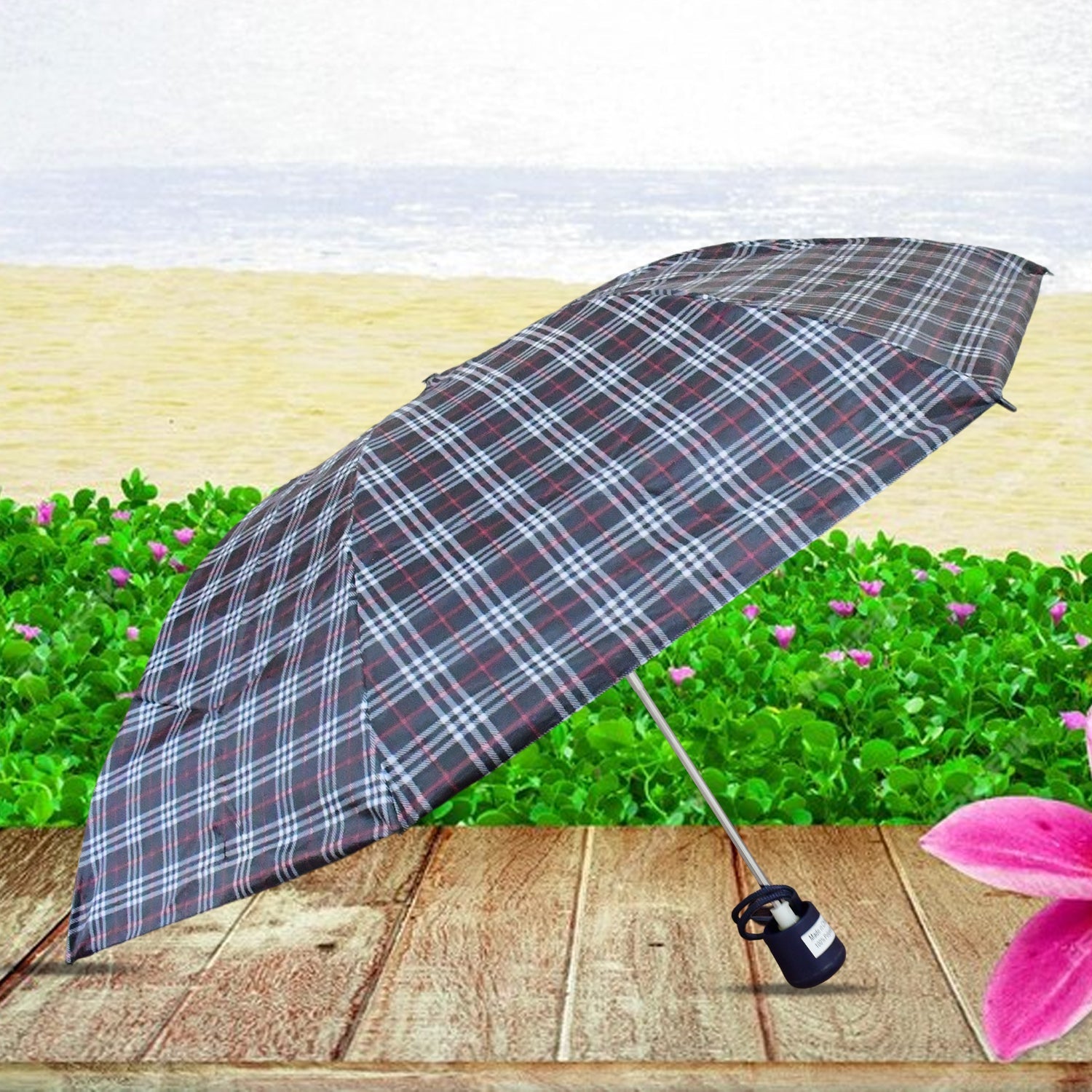 3-Fold Sun &amp; Rain Protective Solid Foldable Umbrella, (1 Pc)