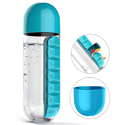 Pill &amp; Vitamin Bottle, Water Bottle Multi Functional Use for Traveling &amp; Outdoor Use Water Bottle, Travelling kit, Summer Special Bottle (600 Ml /  Mix Color )