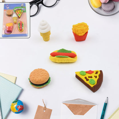 3D Food Fancy &amp; Stylish Colorful Erasers, Mini Eraser Creative Cute Novelty Eraser for Children Different Designs Eraser Set for Return Gift, Birthday Party, School Prize (1 Set / Mix Design &amp; Color)