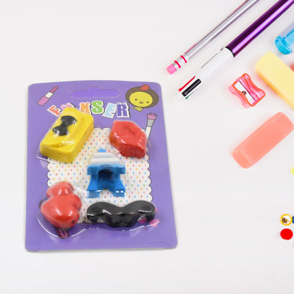 Mix Design 1 Set Fancy &amp; Stylish Colorful Erasers for Children Different Designs &amp; Mix, Eraser Set for Return Gift, Birthday Party, School Prize (1 Set)