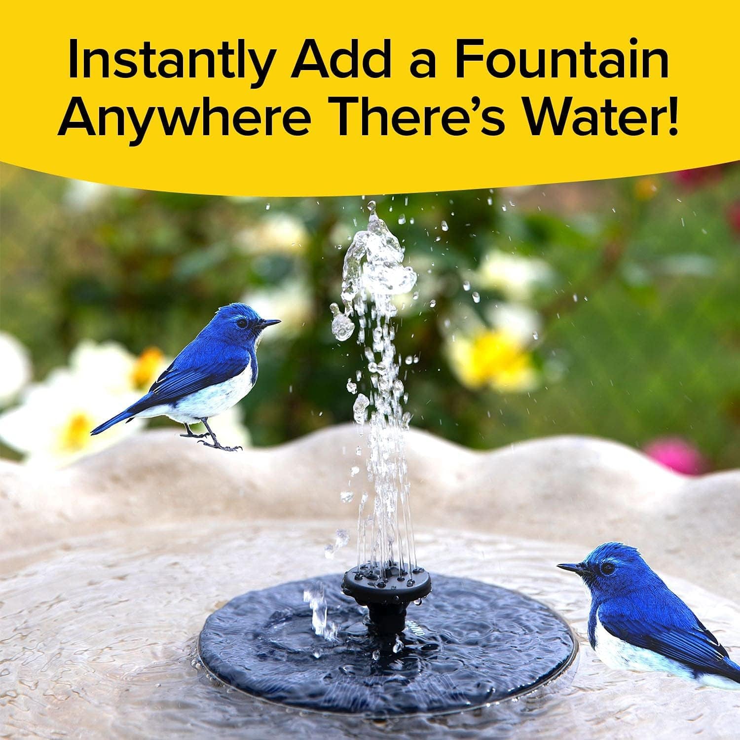 Fast Fountain by Pocket Hose - Solar-Powered - Instantly Adds a Water Feature Virtually Anywhere - 5 Spray Modes - No Installation or Batteries Required - Great for Bird Baths, Pools, Pond &amp; More (1 Pc)