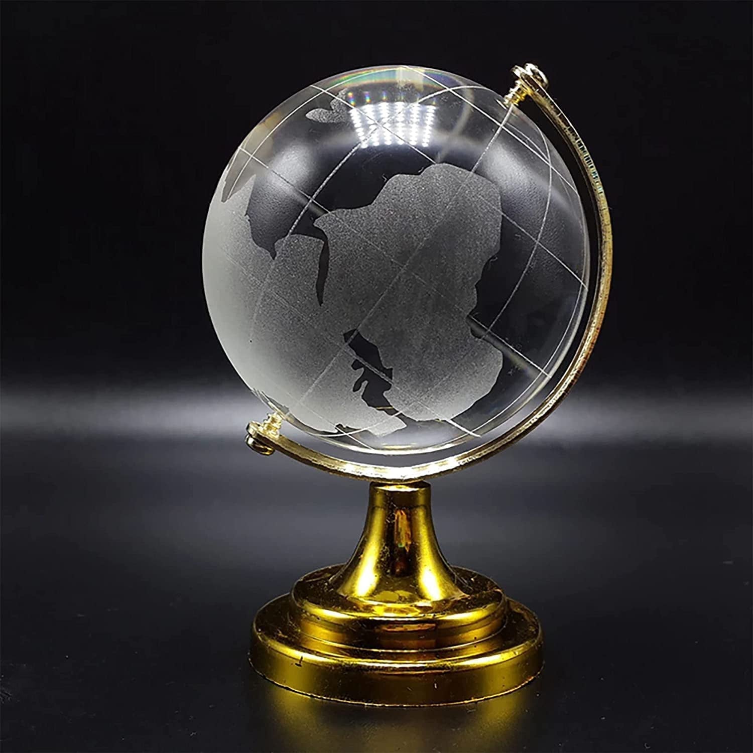 Crystal Globe / World Map 50 mm with Golden Stand