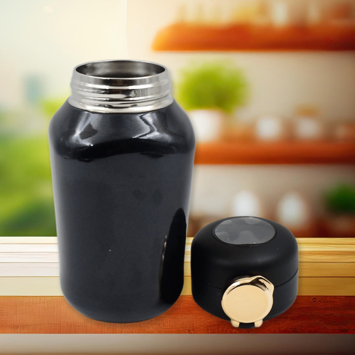 Thermos Steel Bottle, Push Button | Fashion Cup Temperature Display Bottle (420 ML)