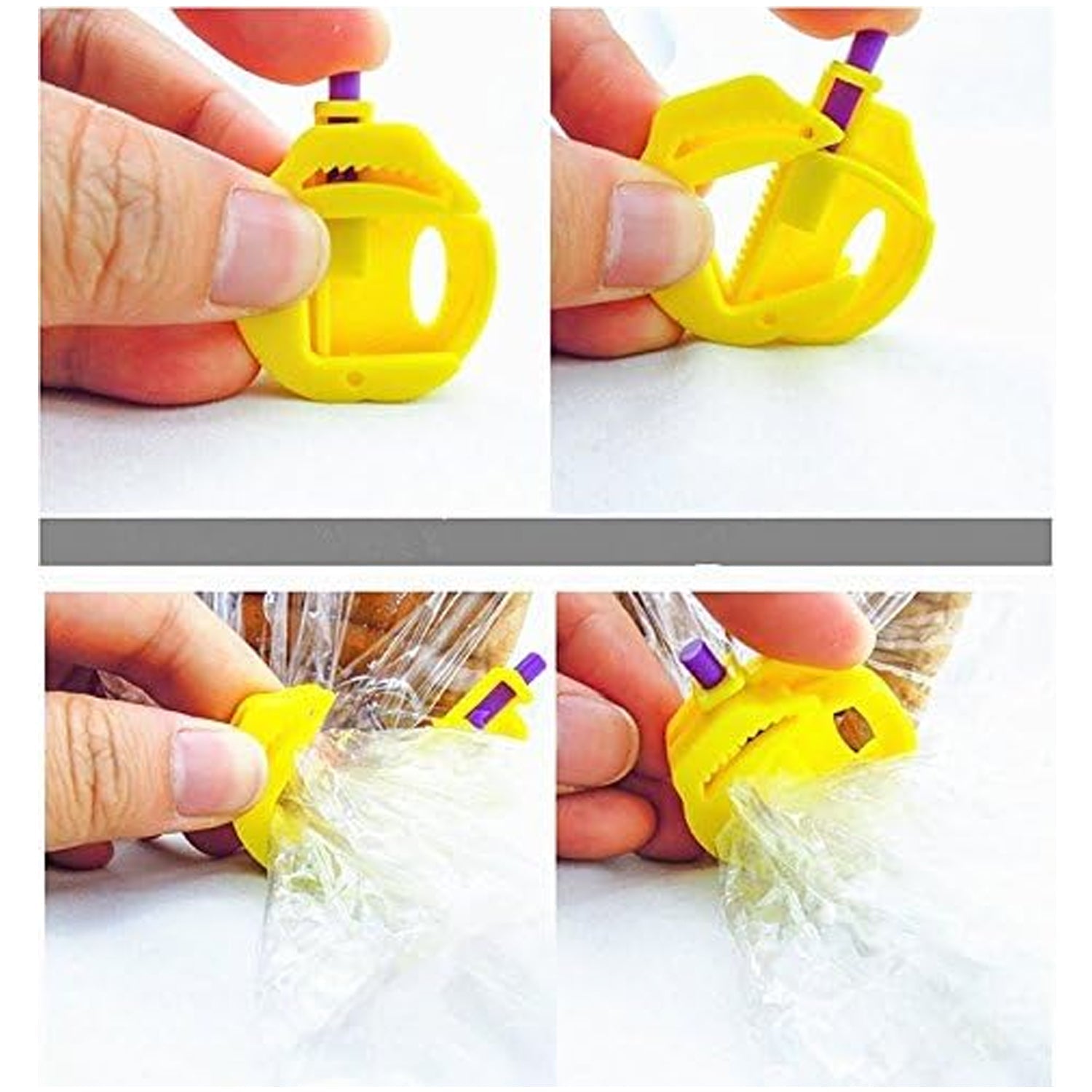 Plastic bag clips for snacks, round shape with magnetic seal, 2 pcs.