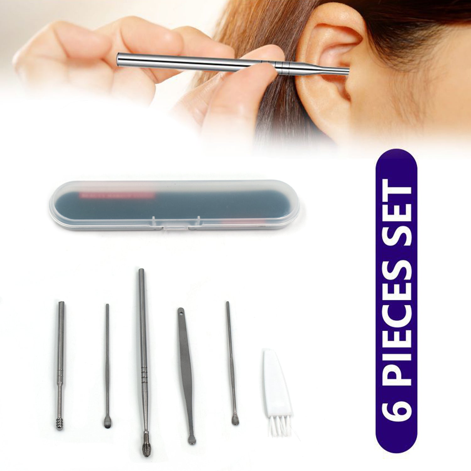 6Pcs Earwax Removal Kit | Ear Cleansing Tool Set | Ear Curette Ear Wax Remover Tool