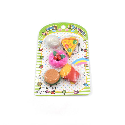 3D Food Shape Fancy &amp; Stylish Colorful Erasers, Mini Eraser Creative Cute Novelty Eraser for Children Eraser Set for Return Gift, Birthday Party, School Prize(5 Pcs Set)