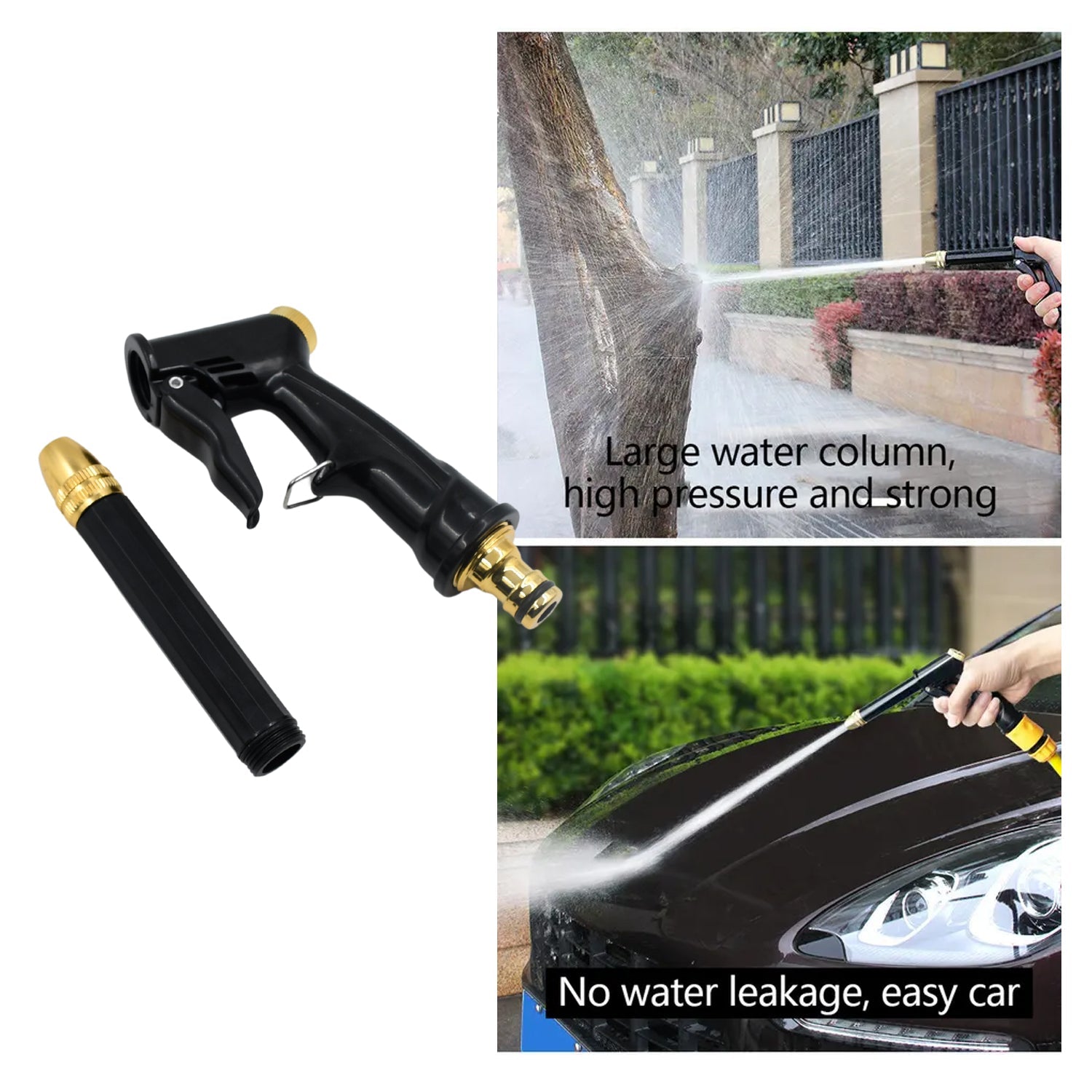 Plastic Body, Metal Trigger &amp; Brass Nozzle Water Spray Gun For Water Pipe | Non-Slip | Comfortable Grip | Multiple Spray Modes | Ideal Pipe Nozzle For Car Wash, Gardening,&amp; Other Uses