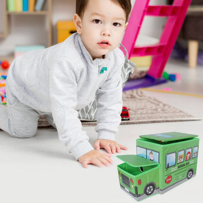 Bus toy box with cloth cover and lid, ideal for kids&