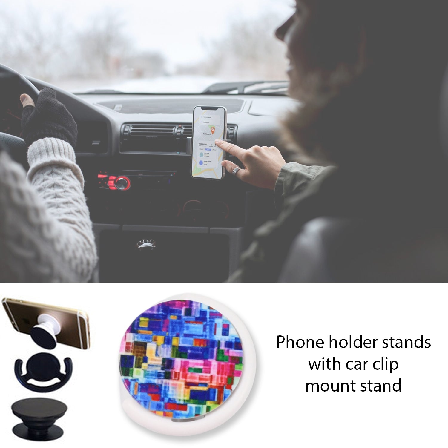 Fashion design pop up mobile phone grip holder smart phone bracket, Phone Stand &amp; Grip with popclip car mount flowers pasley