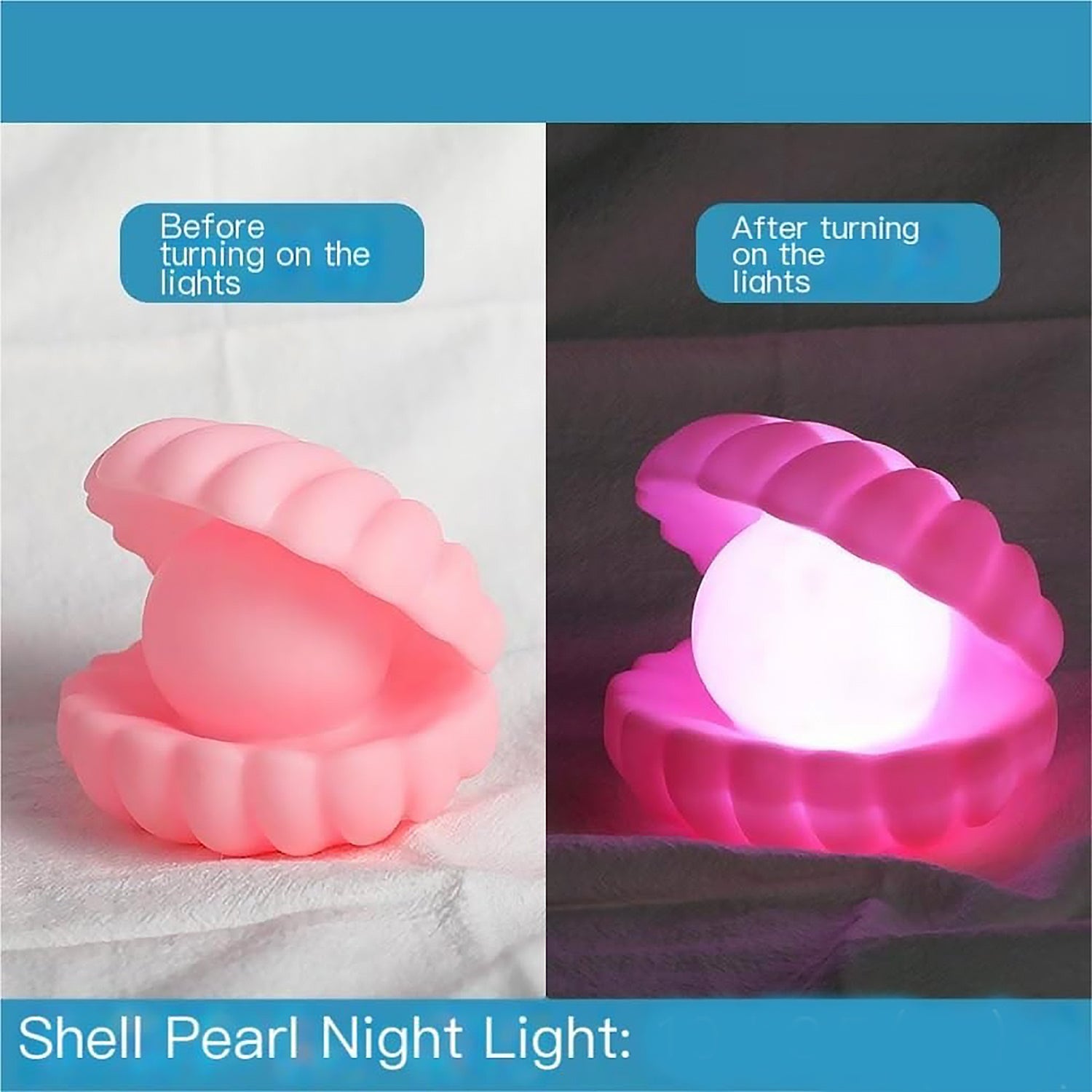 Pearl Shell Night Lamp Decorate Desk Lights Nursery Toy Lamp Led Pearl Shell Night Lights for Bedroom &amp; Home (Small Battery Operated)