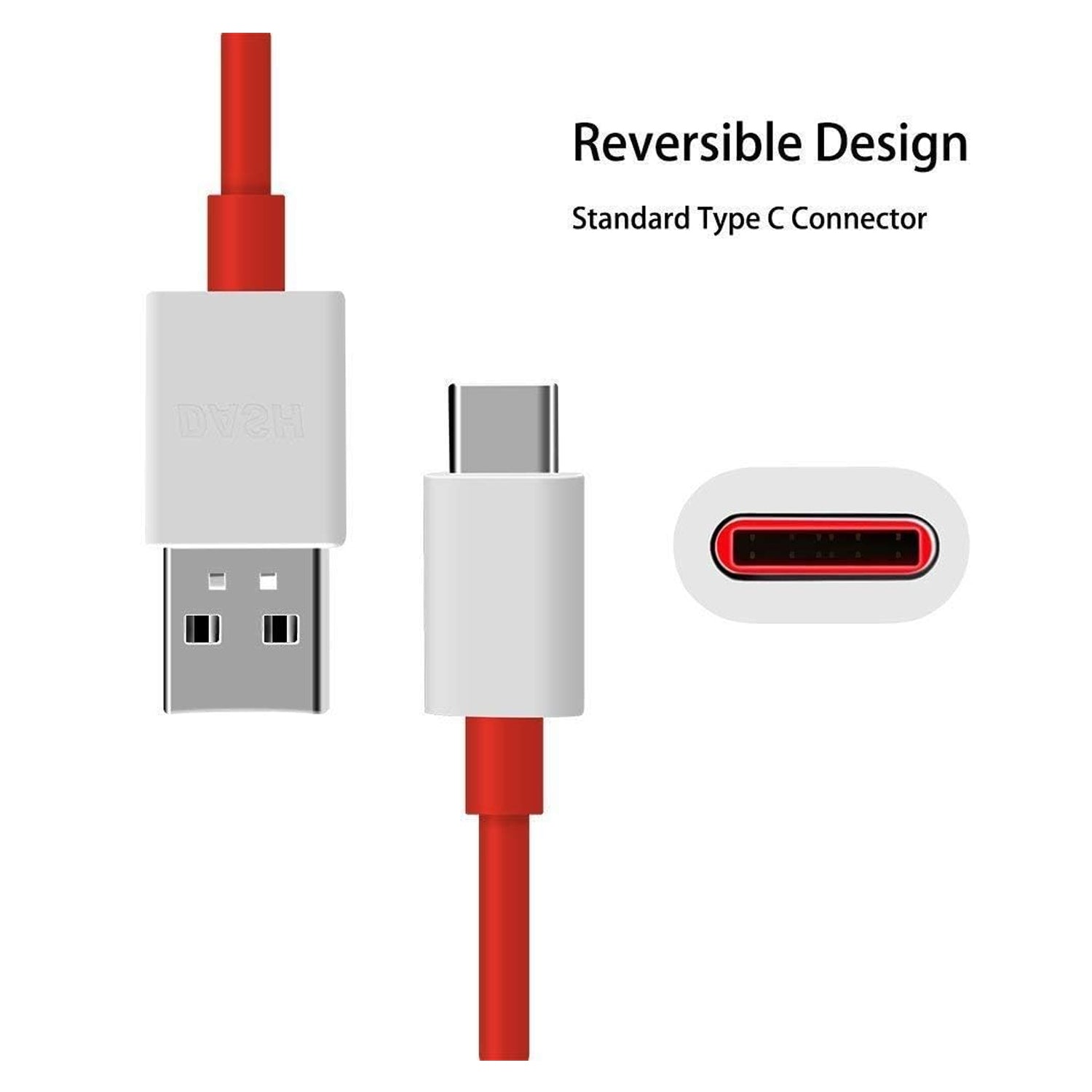 Fast charge USB-C cable with red finish