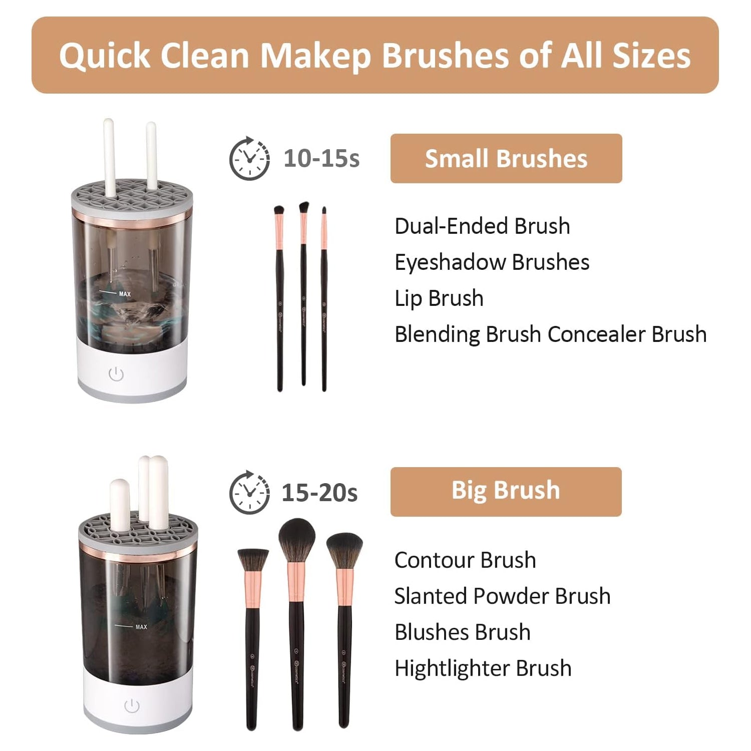 Automatic Makeup Brush Cleaner Fast Electric Brush Cleaner Hand Free Machine Super Clean Brush Washer &amp; Brushes Organizer Tool (1 Pc)