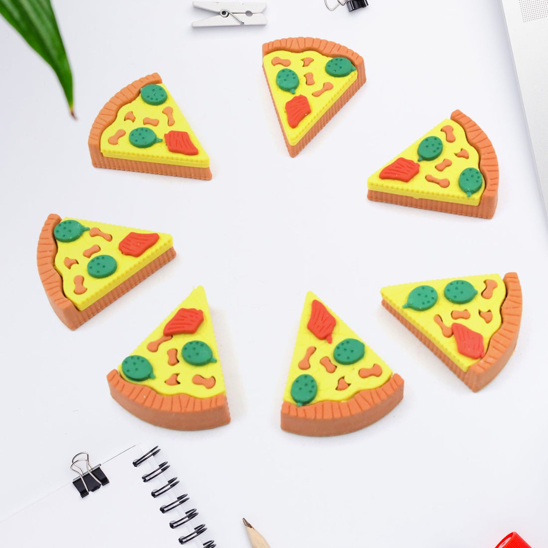 3D Pizza Slices Kids Favourite Food Eraser, Pizza 7 slice eraser for kids Adults fast food lover Stationary Kit Fancy &amp; Stylish Colorful Erasers, for Return Gift, Birthday Party, School Prize