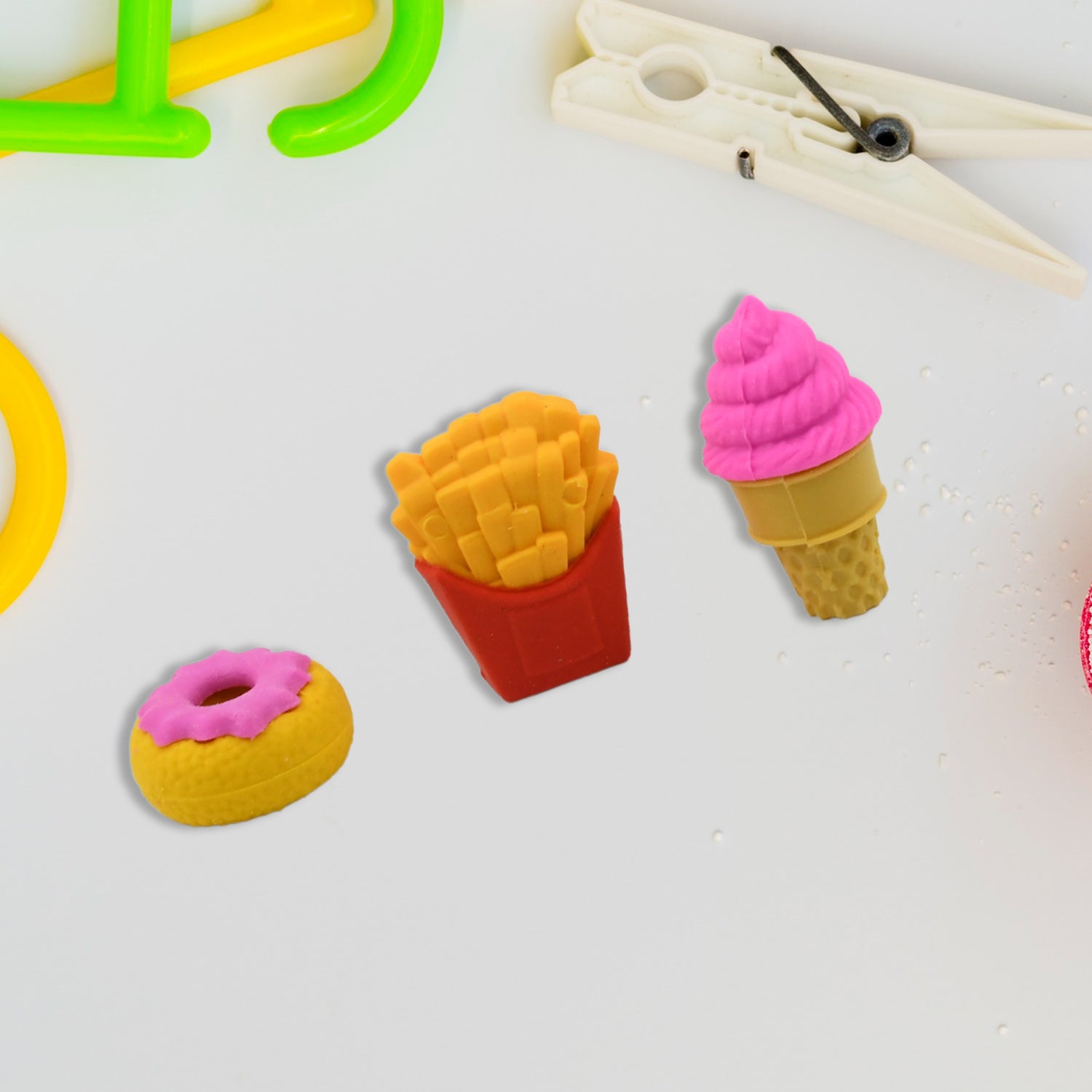 3D Food Fancy &amp; Stylish Colorful Erasers, Mini Eraser Creative Cute Novelty Eraser for Children Different Designs Eraser Set for Return Gift, Birthday Party, School Prize (1 Set / Mix Design &amp; Color)