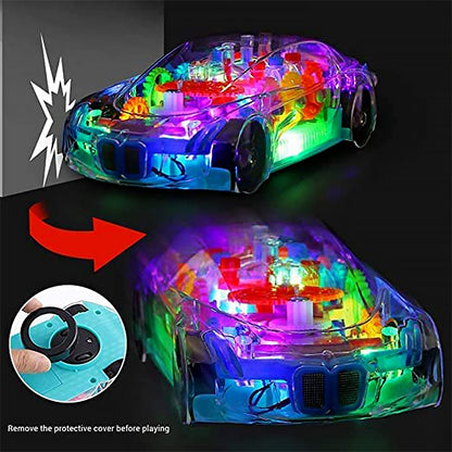 Automatic 360 Degree Rotating Transparent Gear Concept Car with Musical and 3D Flashing Lights Toy for Kids Boys &amp; Girls (Multicolor / Battery Not Included)