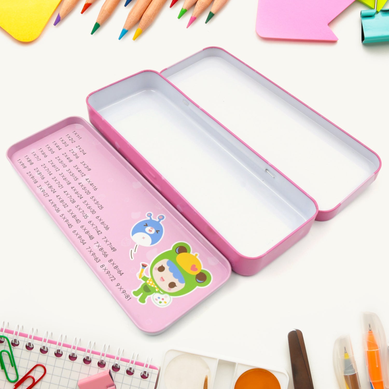 12-Piece Stationery Set: Pencil Box, Pencils, Erasers &amp; More