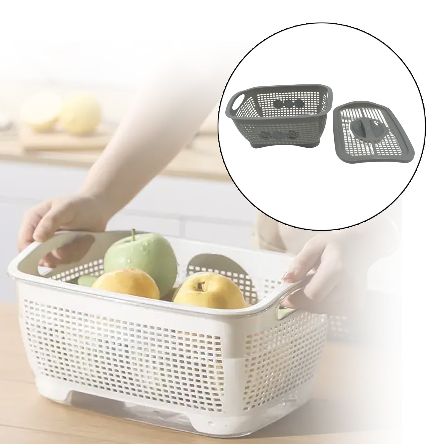 Multipurposes Plastic Basket, Organizer for Kitchen, Countertop, Cabinet, Bathroom with Lid, Plastic Storage Basket For Store Fruits, Vegetables, Magazines, Cosmetics, Stationary (1 Pc / Mix Color )