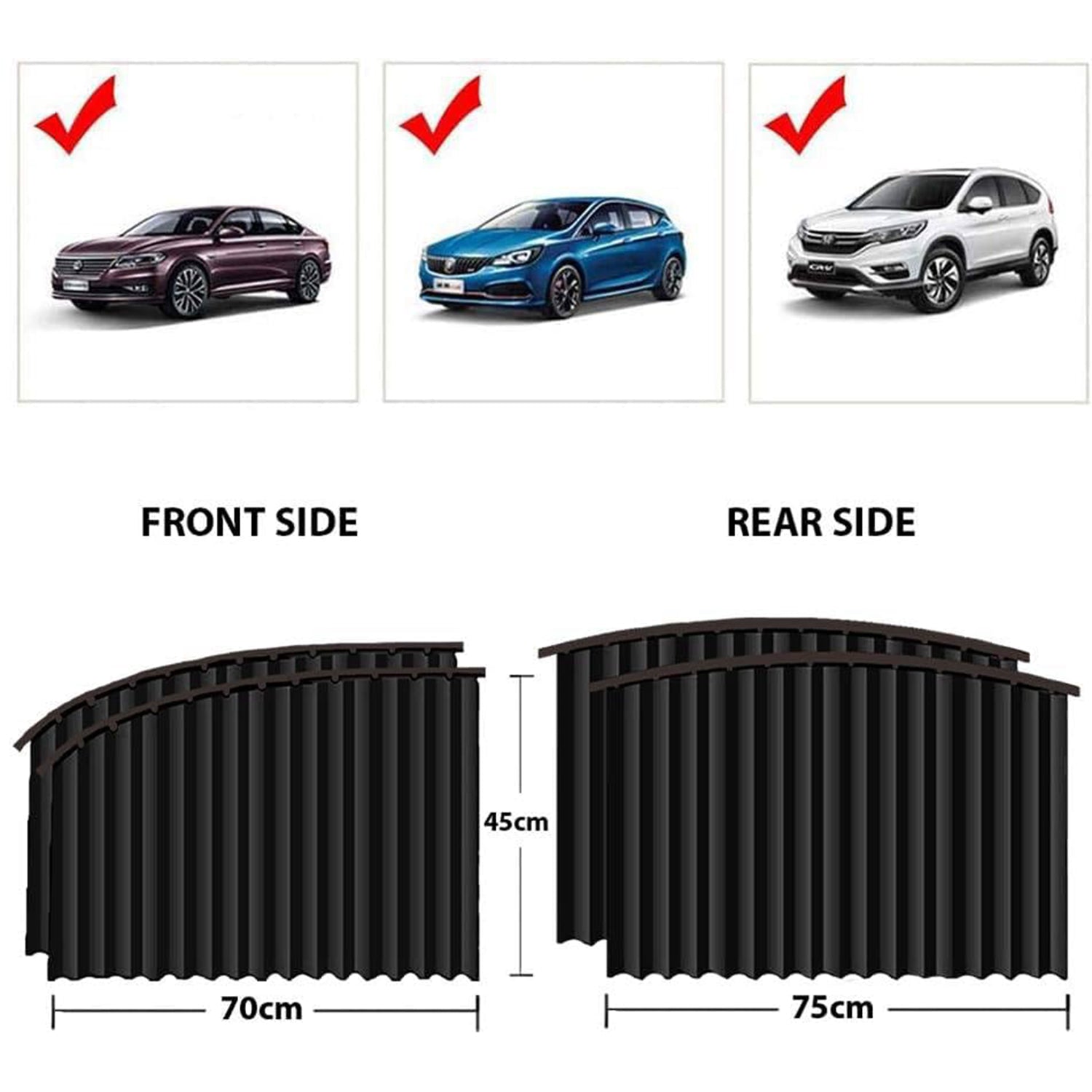 Curtain for Car Window | Heat &amp; Sunshade Protection (4 Pcs With Curtain Hook &amp; Adhesive Tap Set)q