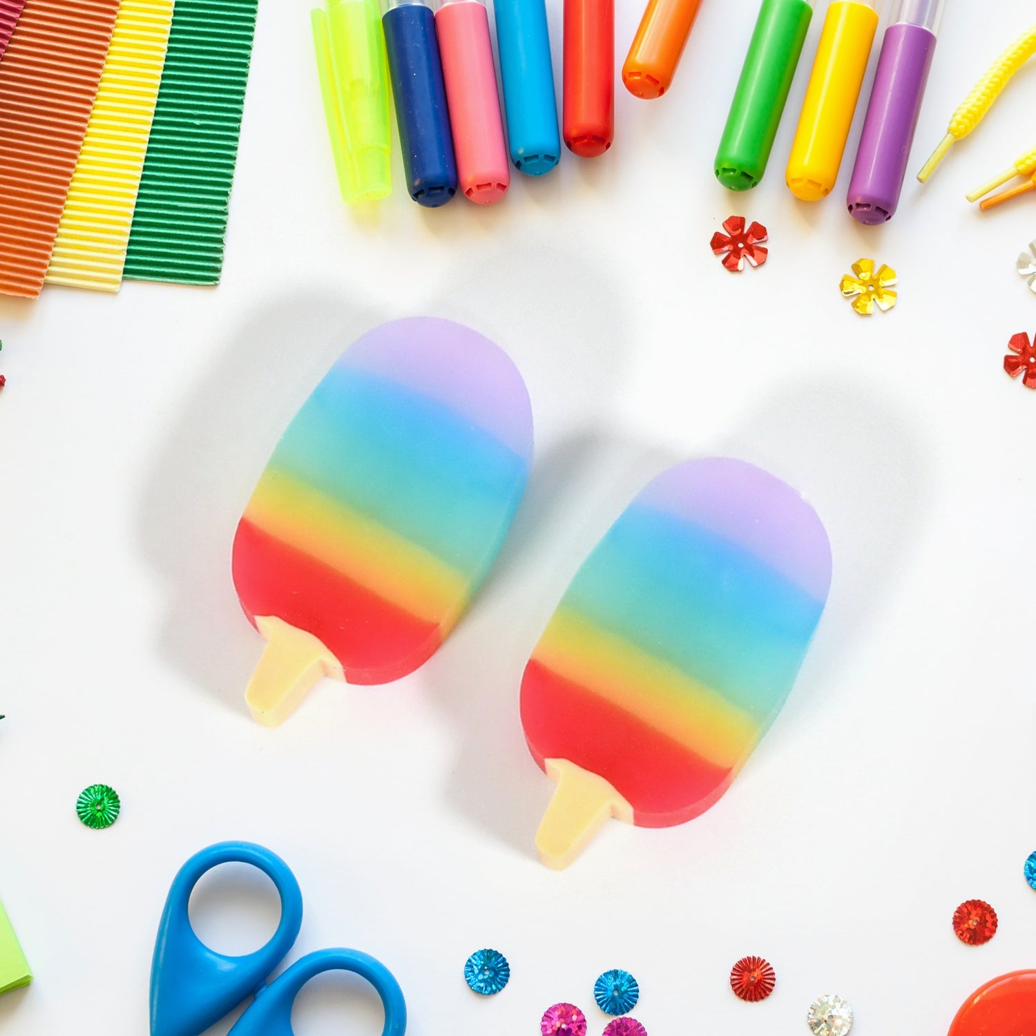 Jelly Popsicle Shape Fancy &amp;amp; Stylish Erasers, Mini Eraser Creative Cute Novelty Eraser for Children Eraser Set for Return Gift, Birthday Party, School Prize (2 Pc Set| Mix Design)