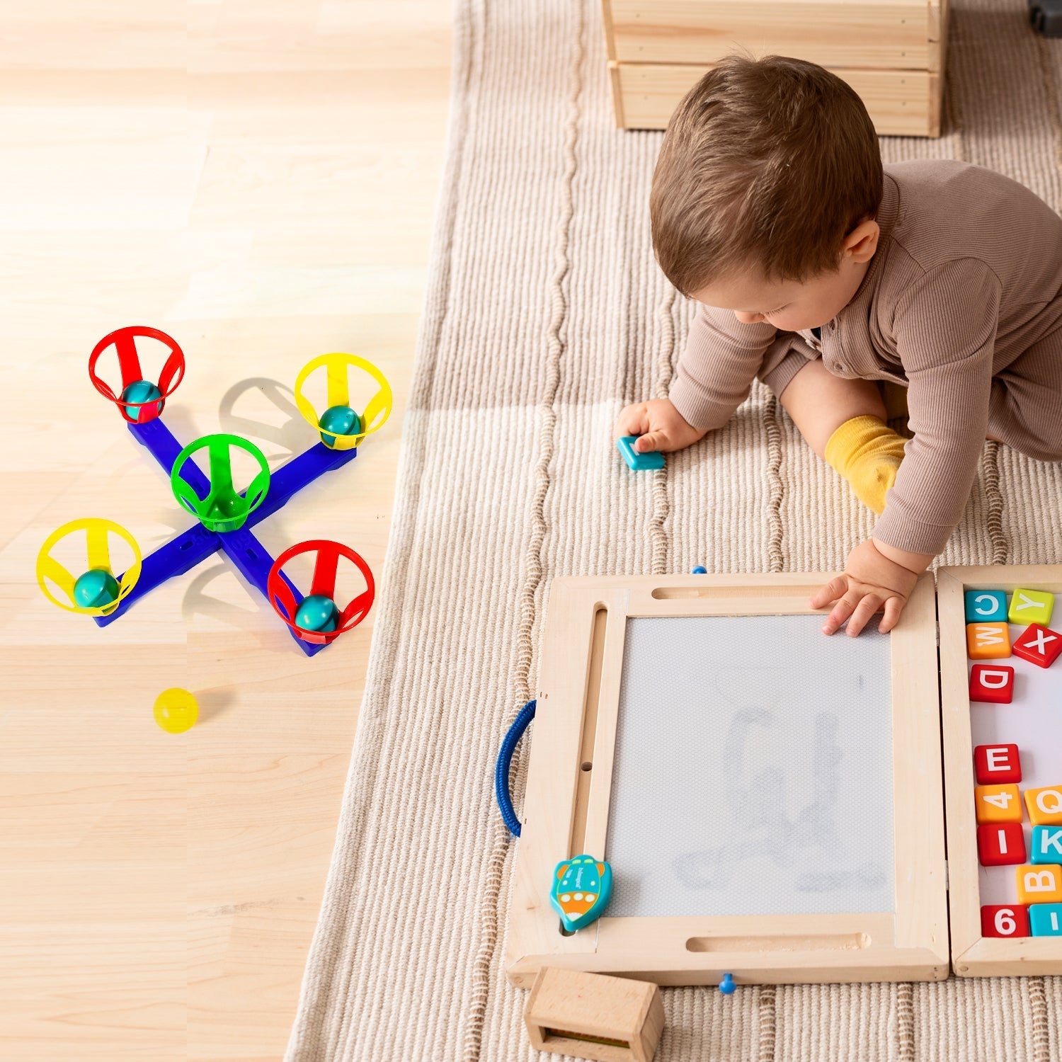 Set of baskets and balls for kids