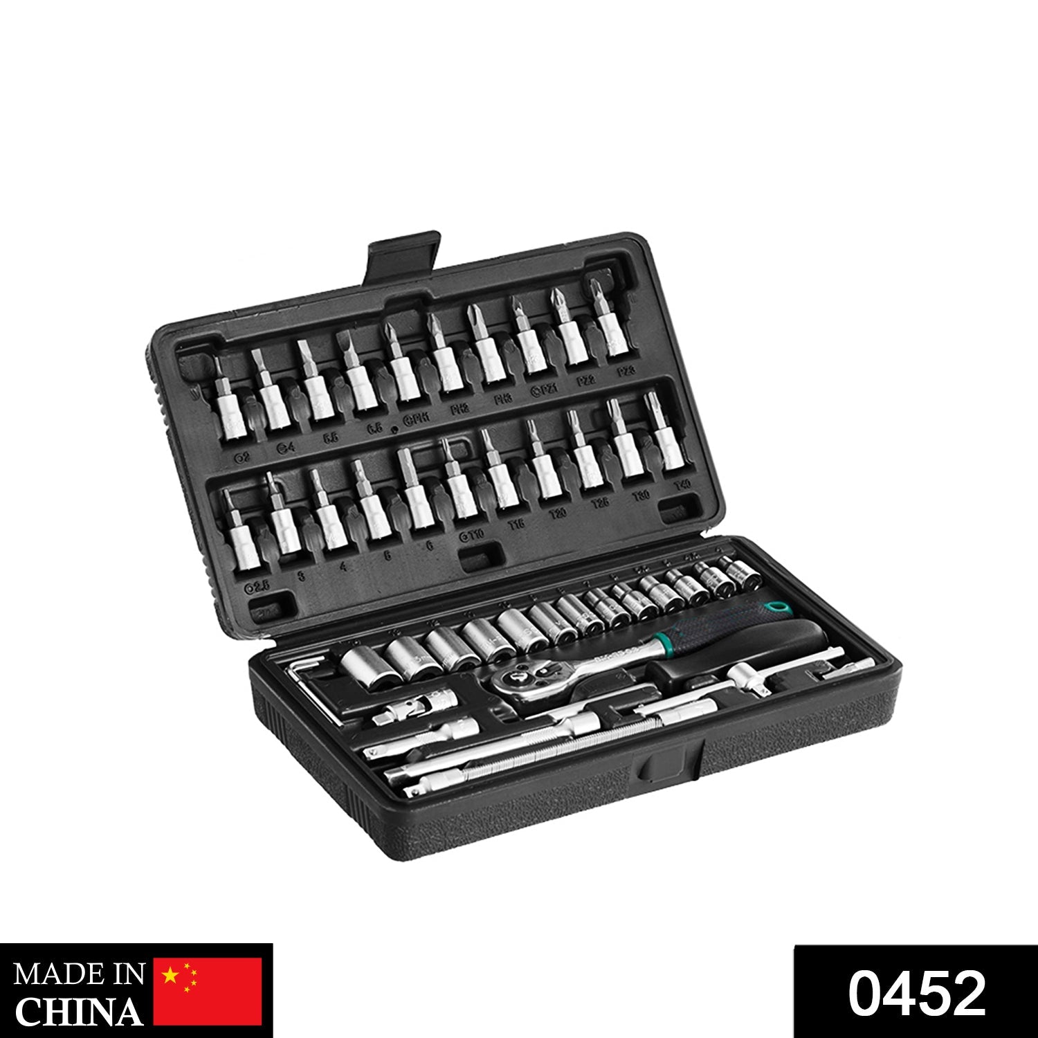 46pcs Metal 1 / 4&quot;&quot; Socket Set (Black, 46pcs)