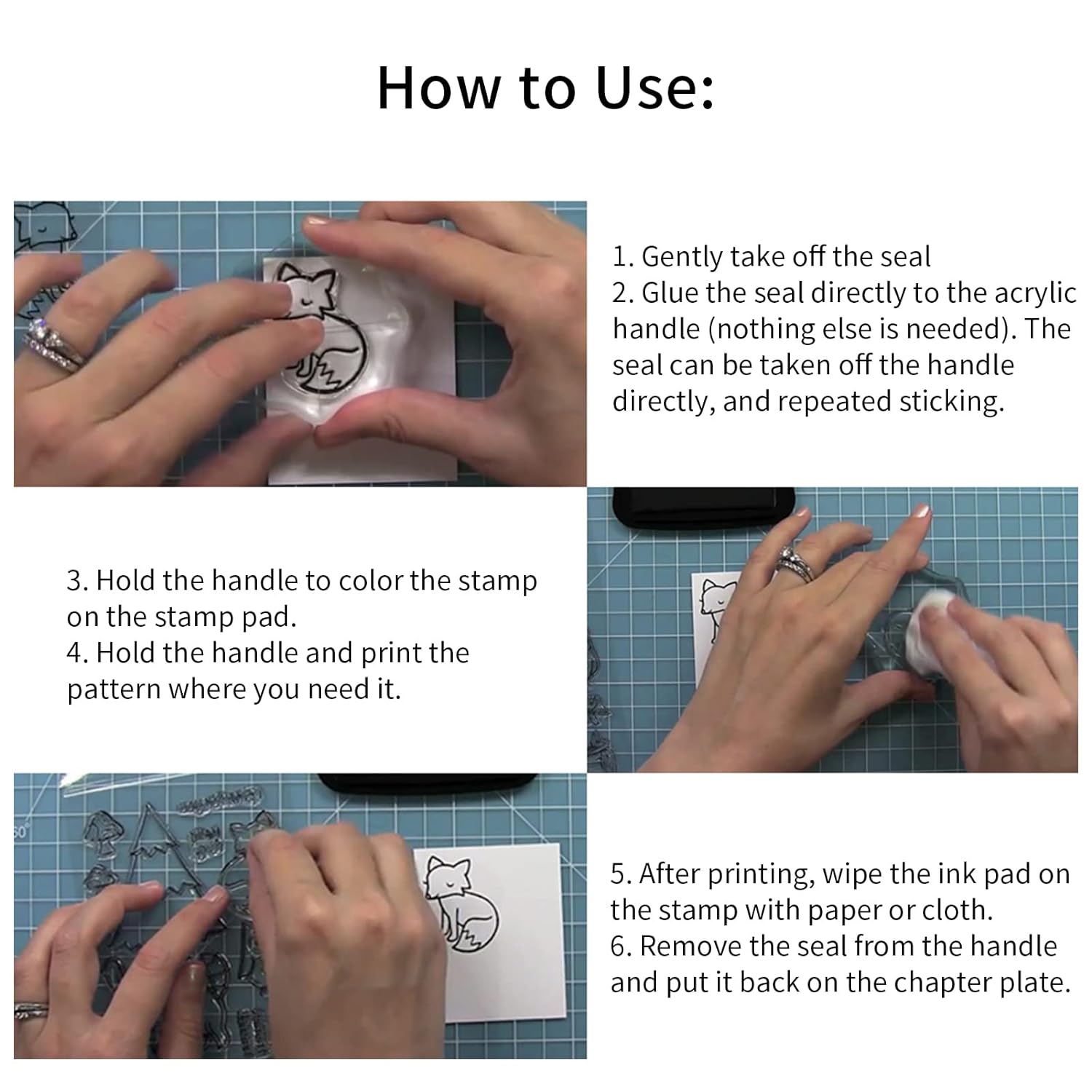 Reusable Rubber Stamp, TPR Stamp DIY Accessories Good Stamping Effect DIY Transparent Stamp Stick Repeatedly for Envelope for Diary for Invitation Letter, Photo Album Decoration for Paper Crafts (Mix Design / 1 Set)