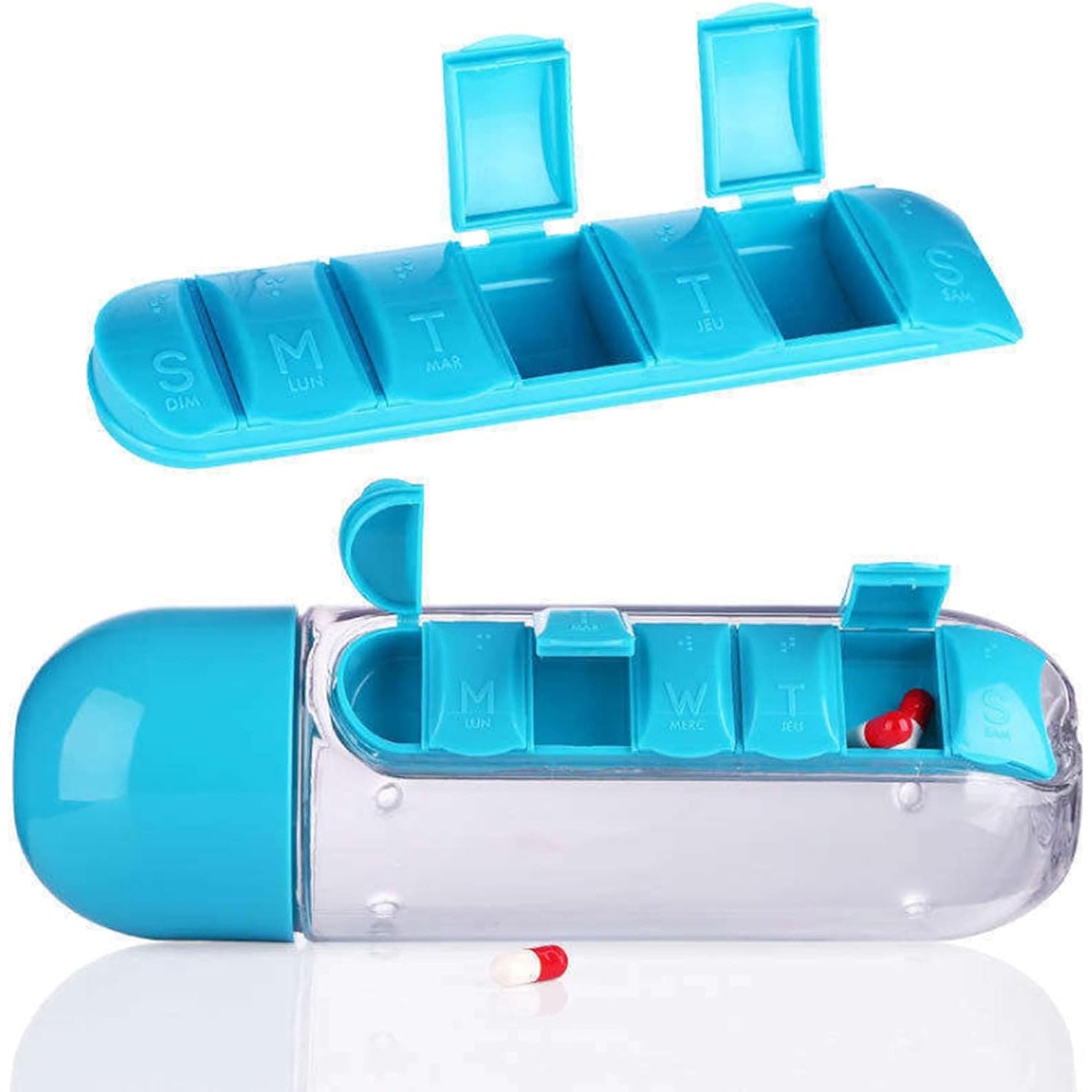 Pill &amp; Vitamin Bottle, Water Bottle Multi Functional Use for Traveling &amp; Outdoor Use Water Bottle, Travelling kit, Summer Special Bottle (600 Ml /  Mix Color )