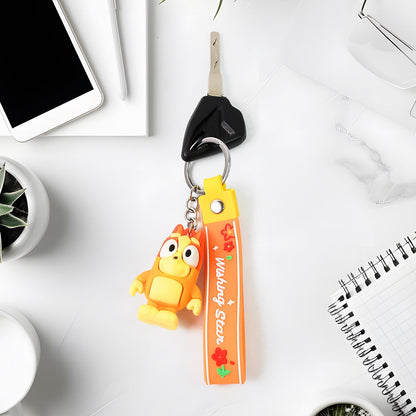 Cute Cartoon Silicone 3D Key Chain with Metal Hook &amp; Strap (Pack of 1)