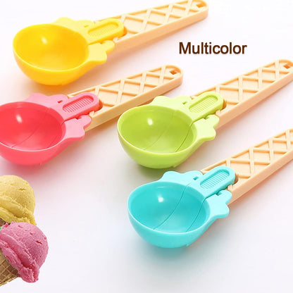 Ice Cream Spoons 2pcs Plastic Water Melon Scoopers with Trigger Dipper and Adults for Summer Party Ice Cream Scoop, Food Serving Spoon Kitchen Tools Ice Cream Digging Spoon Household Spoons Cupcake Spoons Aps Fruit Ball Player (2 Pc)