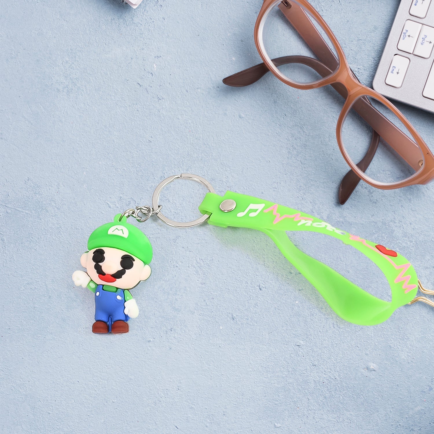 Cute Cartoon Silicone 3D Key Chain with Metal Hook &amp; Strap (Pack of 1)