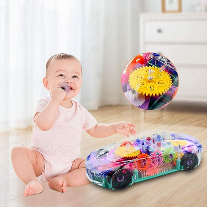 Automatic 360 Degree Rotating Transparent Gear Concept Car with Musical and 3D Flashing Lights Toy for Kids Boys &amp; Girls (Multicolor / Battery Not Included)