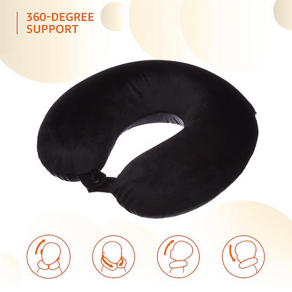 8512 3 in 1 Comfortable Travel Sleeping Kit, Neck Pillow, Eye Mask &amp; Ear Plug Set Inflatable Plane Sleeping Pillow Head Neck Support Pillows for Travel Airplane Office, Black