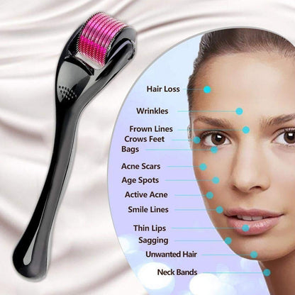 Anti-aging derma roller for facial treatments and hair regrowth