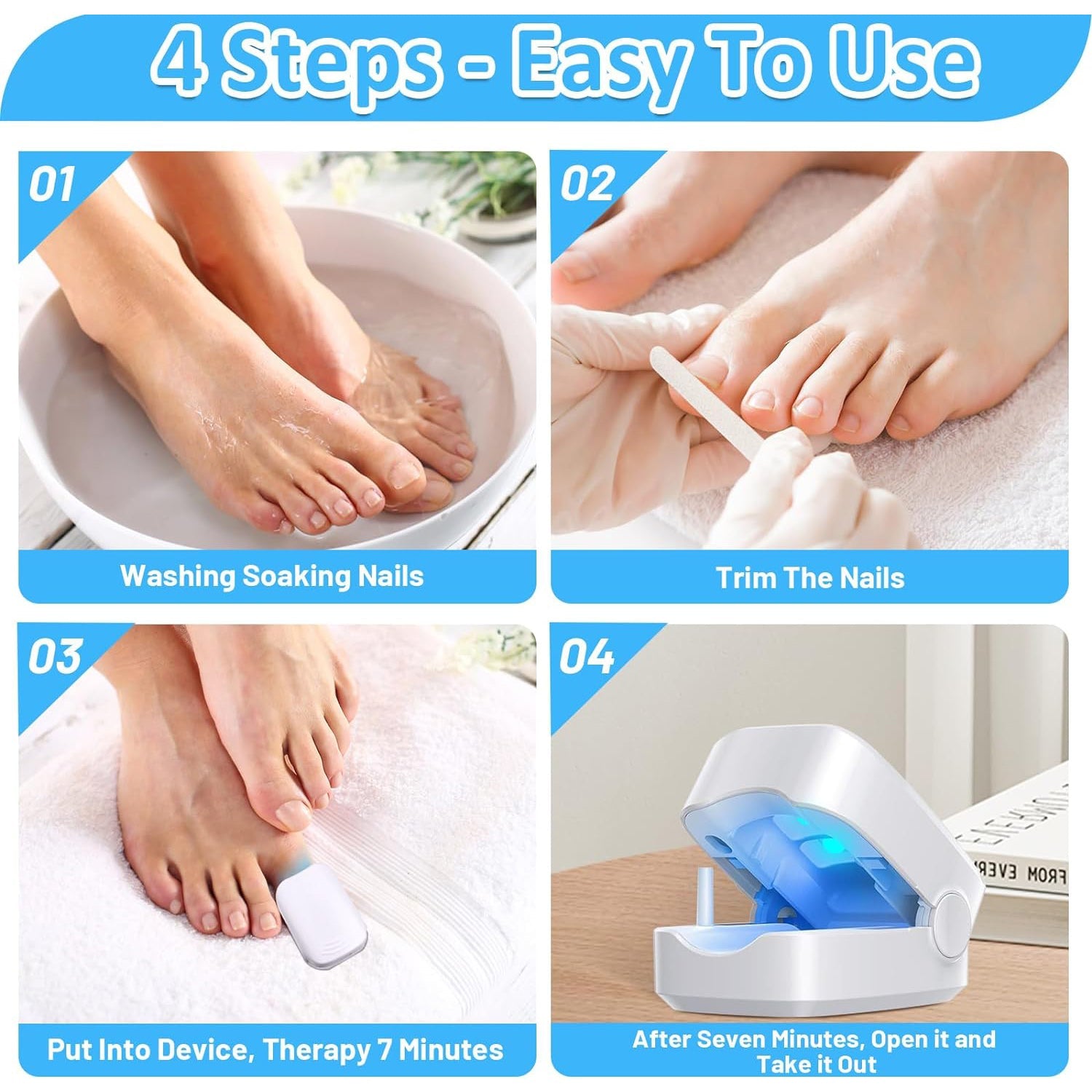 Rechargeable Nail Fungus Treatment for Toenail, Toe Nail Fungal Treatment Nail Fungus Laser Device, Anti-Fungal Nail Treatment for Hand &amp; Feet Infections Remover for Home Use