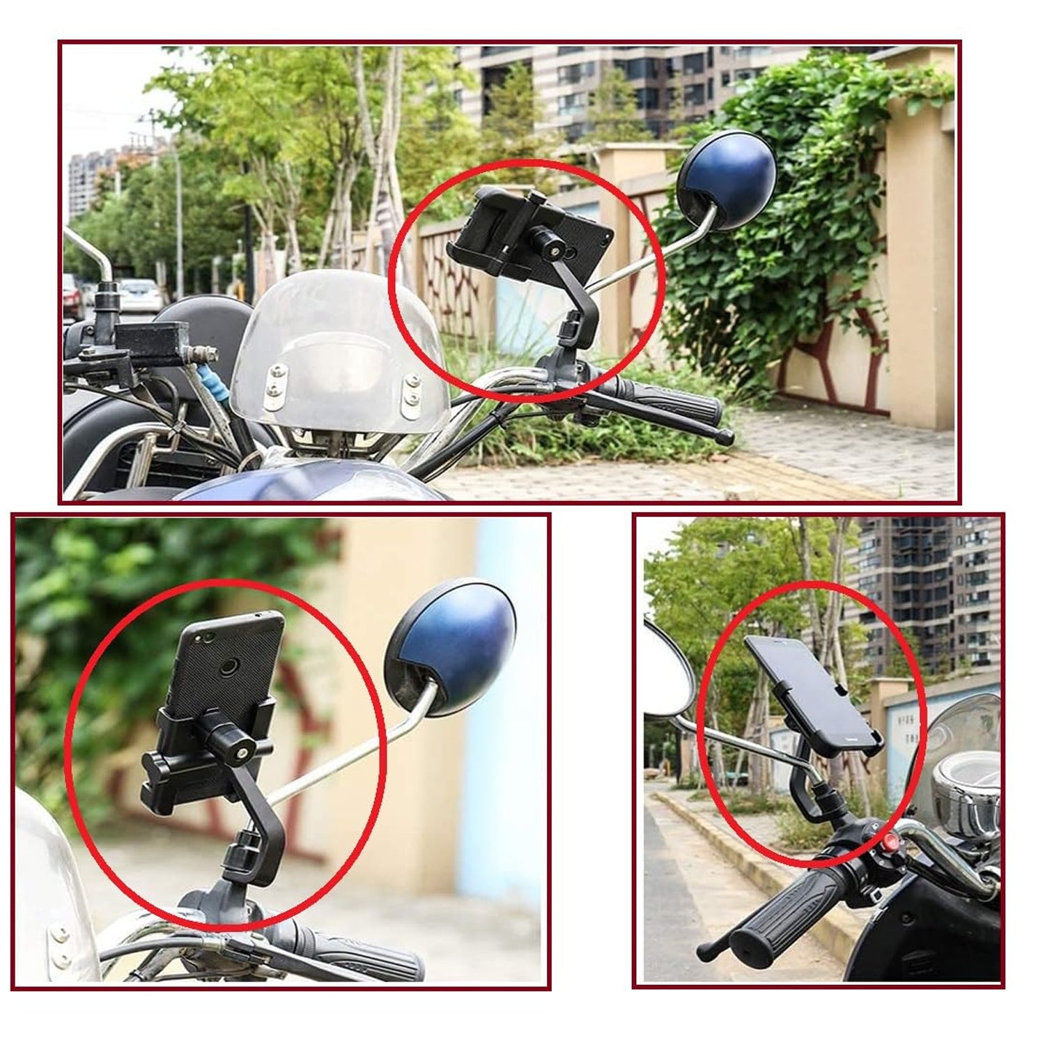 Full Metal Body Bike &amp; Scooty 360 Degree Rotating Mobile Holder Stand for Bicycle, Motorcycle, Scooty for Maps and GPS Navigation Fits All Smartphones (1 Pc)