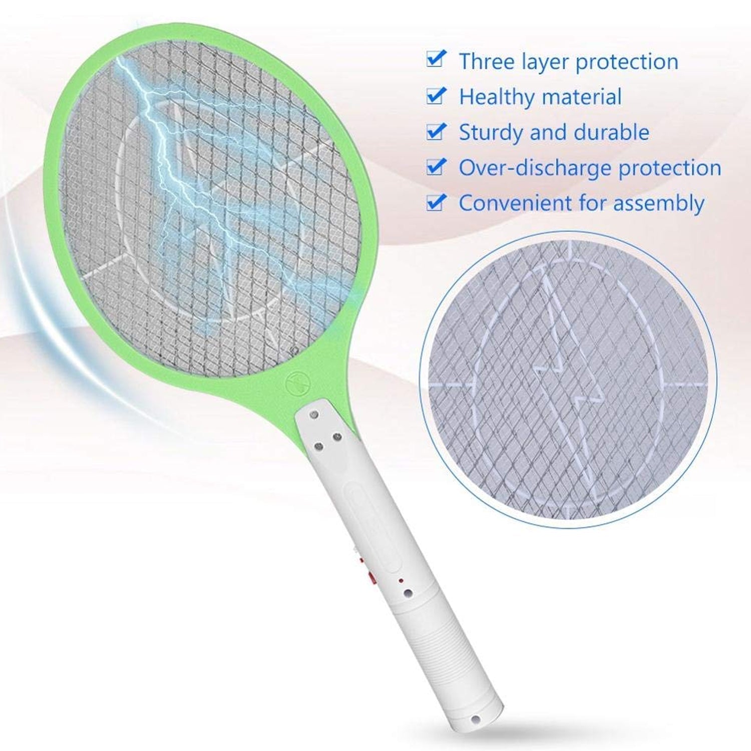 Mosquito Killer Racket Rechargeable Handheld Electric Fly Swatter Mosquito Killer Racket Bat, Electric Insect Killer (Quality Assured) (with cable)