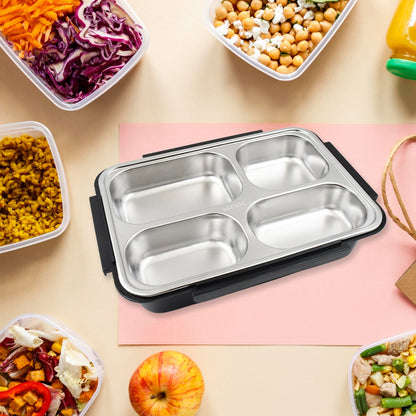 4 Compartment Insulated Lunch Box Stainless Steel |Tiffin Box for Boys, Girls, School &amp; Office Men for Microwave &amp; Dishwasher &amp; Freezer Safe Adult Children Food Container (1 Pc)