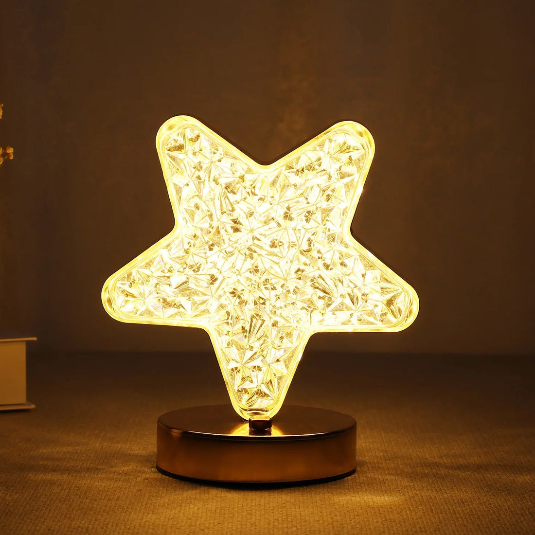 Star Shape Crystal Diamond Lamp Cordless Luxury Lamp with USB Rechargeable, 3-Way Dimmable &amp; Touch Control Decorative Nightstand Lamp for Bedroom, Living Room, Party, Restaurant Decor (1 Pc )