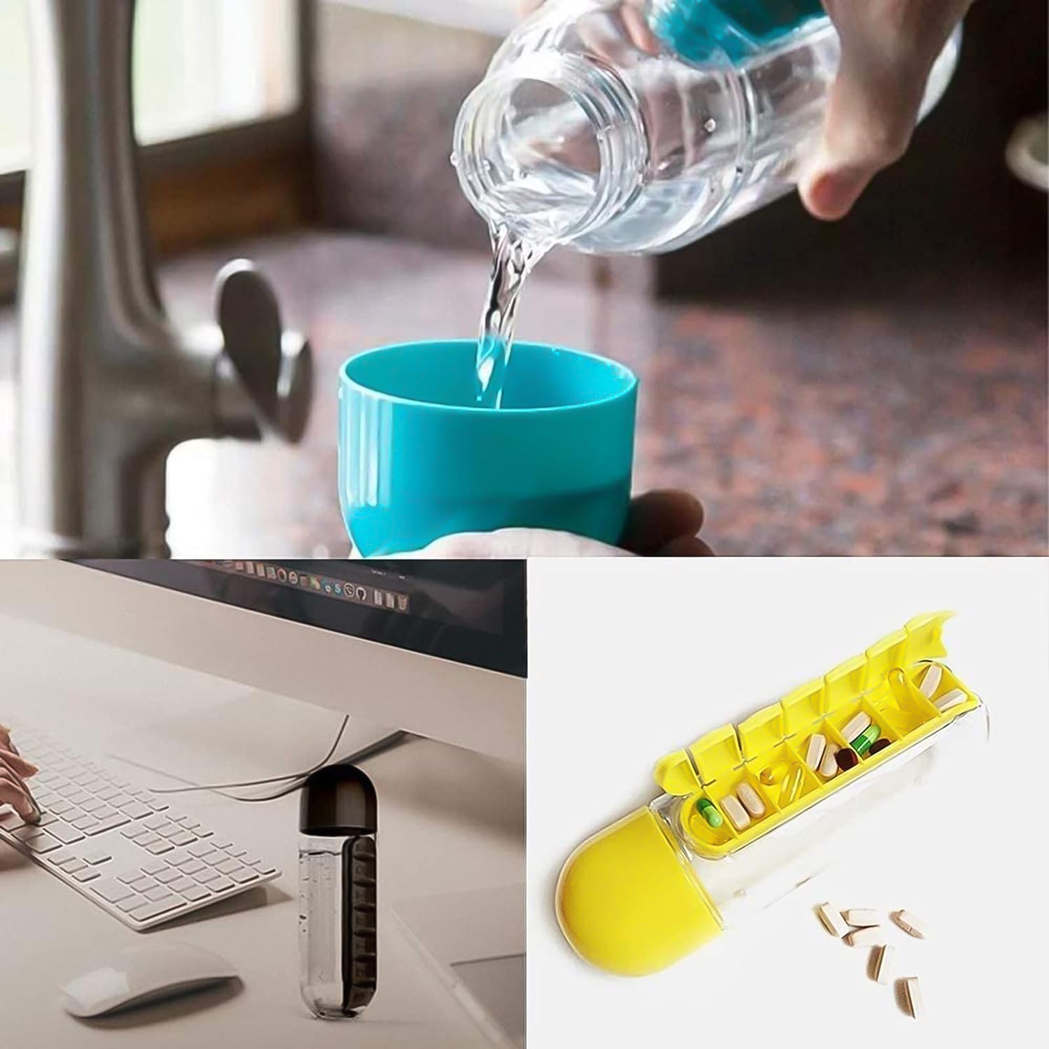 Pill &amp; Vitamin Bottle, Water Bottle Multi Functional Use for Traveling &amp; Outdoor Use Water Bottle, Travelling kit, Summer Special Bottle (600 Ml /  Mix Color )