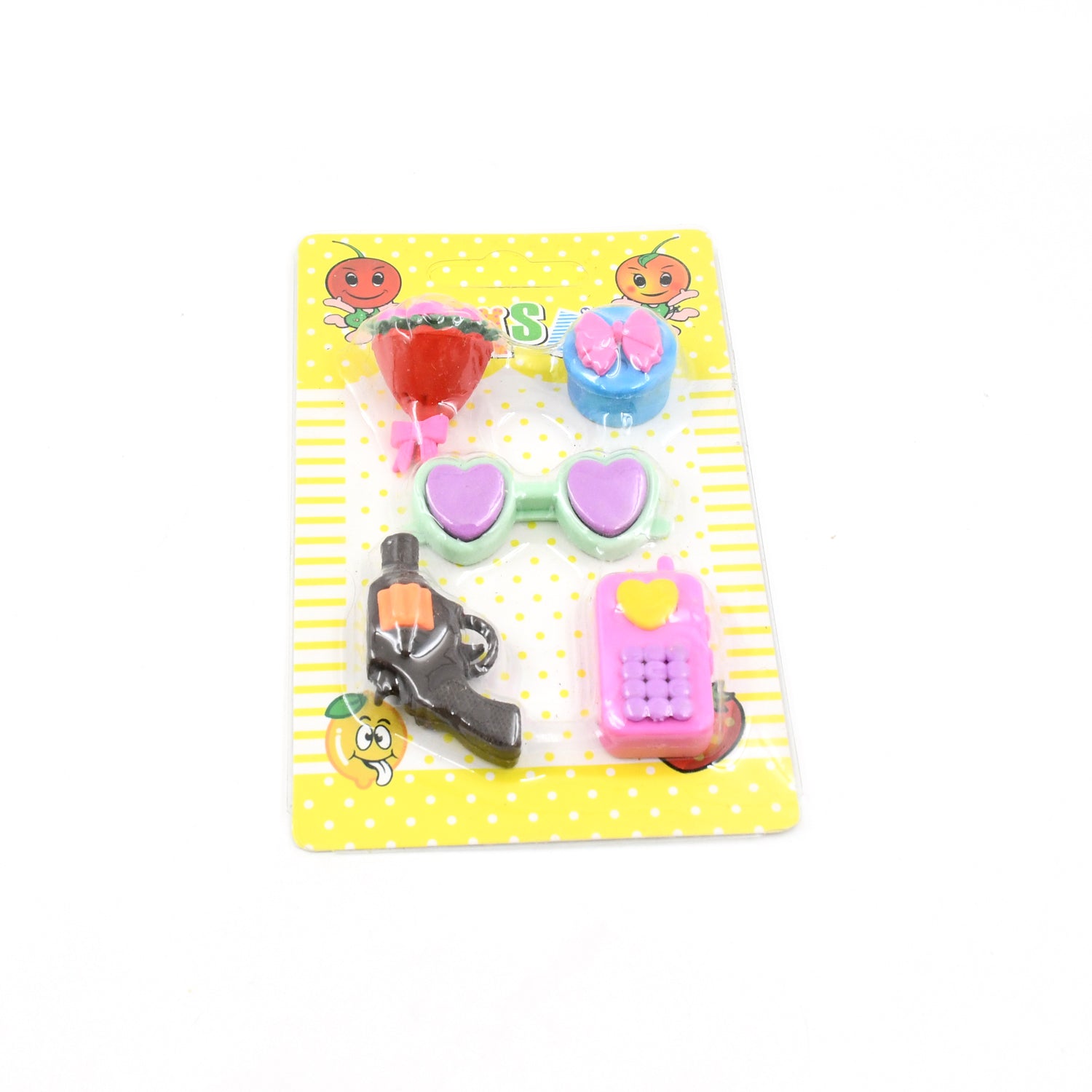 Mix Design 1 Set Fancy &amp; Stylish Colorful Erasers for Children Different Designs &amp; Mix, Eraser Set for Return Gift, Birthday Party, School Prize (1 Set)