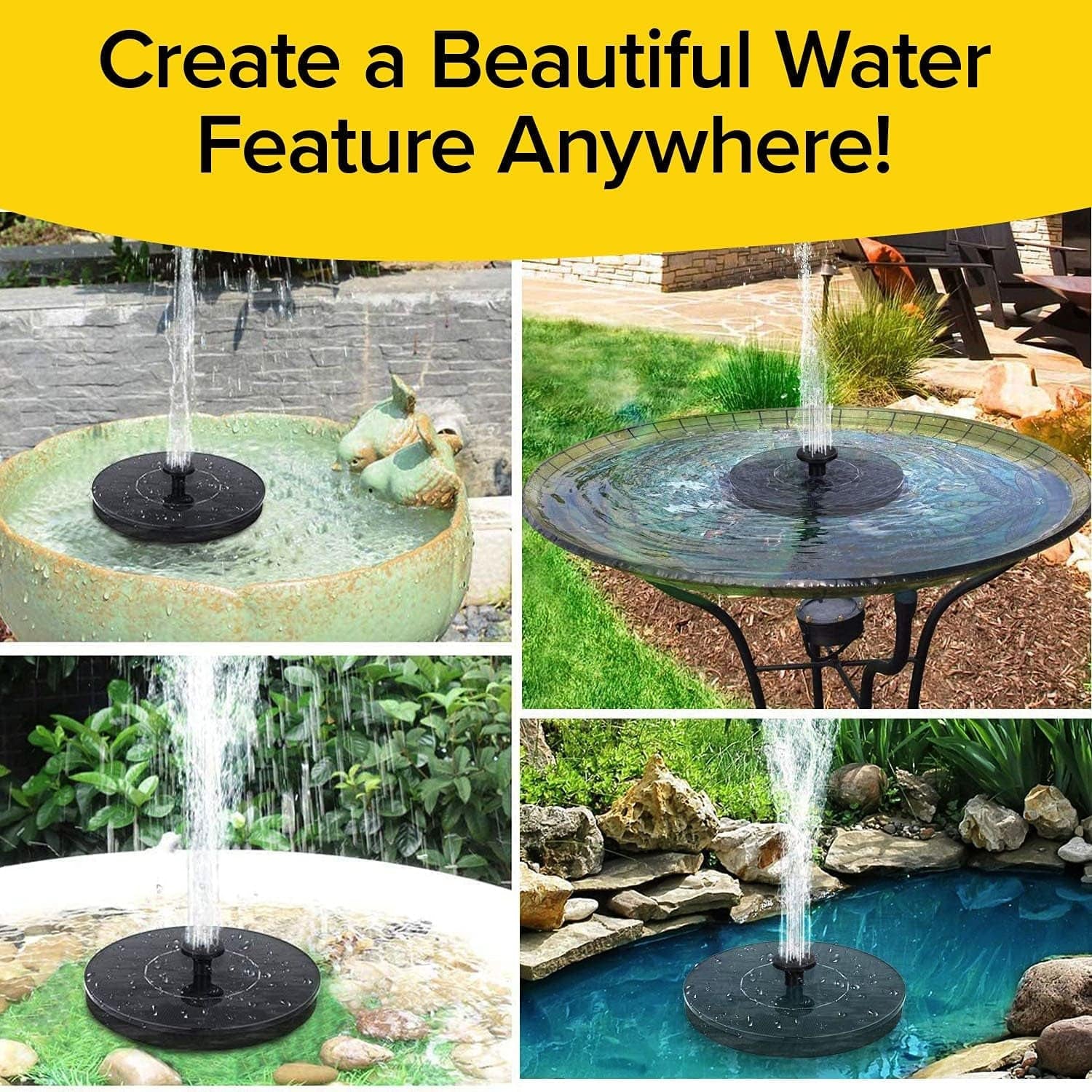 Fast Fountain by Pocket Hose - Solar-Powered - Instantly Adds a Water Feature Virtually Anywhere - 5 Spray Modes - No Installation or Batteries Required - Great for Bird Baths, Pools, Pond &amp; More (1 Pc)