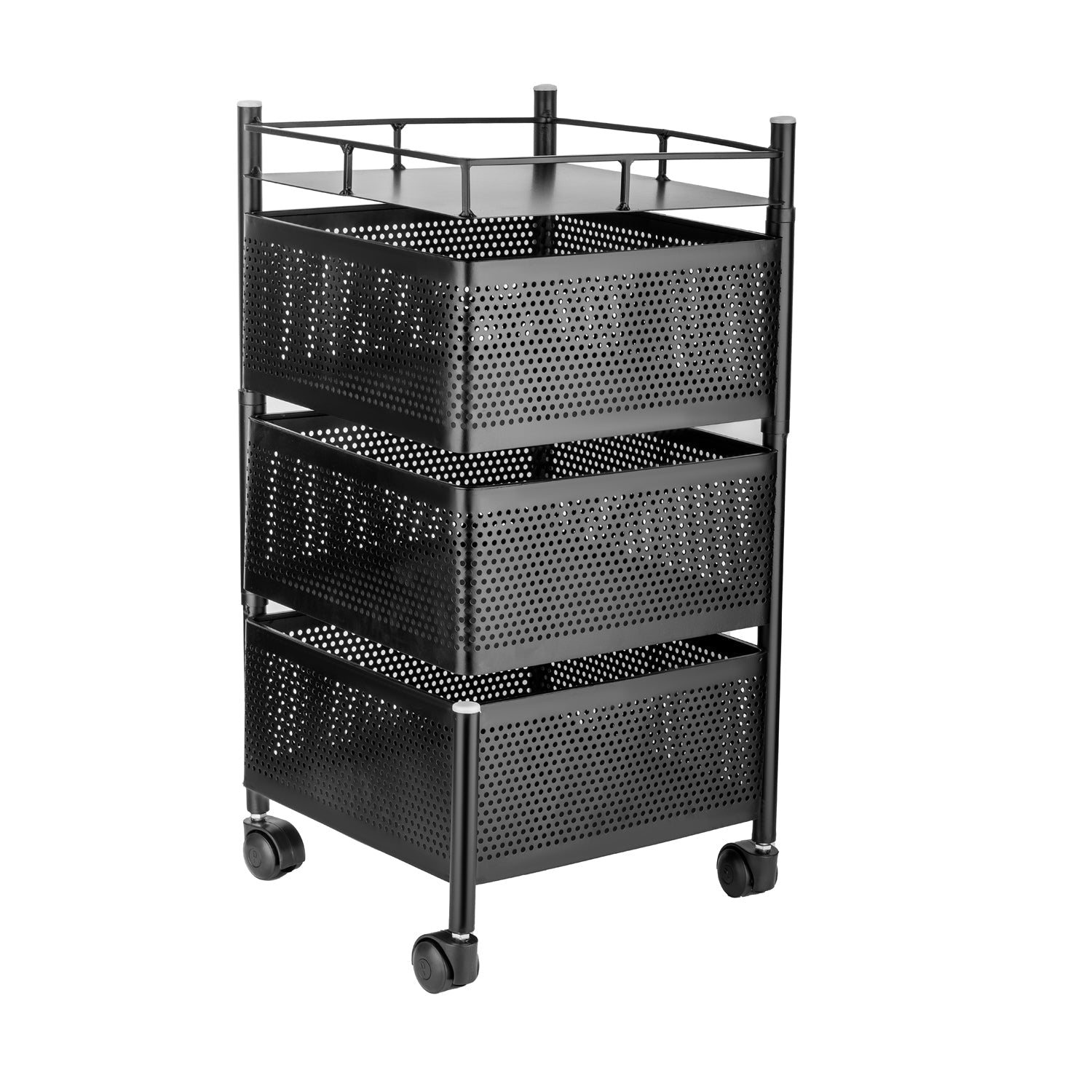 Metal High Quality Kitchen Trolley Kitchen Organizer Items and Kitchen Accessories Items for Kitchen Rack Square Design for Fruits &amp; Vegetable Onion Storage Kitchen Trolley with Wheels (3 Layer)