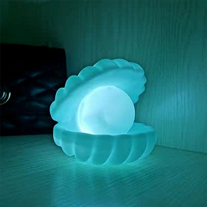 Pearl Shell Night Lamp Decorate Desk Lights Nursery Toy Lamp Led Pearl Shell Night Lights for Bedroom &amp; Home (Small Battery Operated)