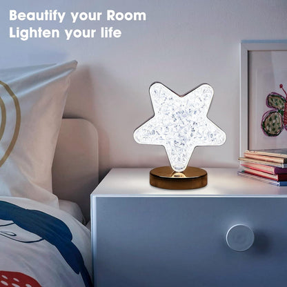 Star Shape Crystal Diamond Lamp Cordless Luxury Lamp with USB Rechargeable, 3-Way Dimmable &amp; Touch Control Decorative Nightstand Lamp for Bedroom, Living Room, Party, Restaurant Decor (1 Pc )