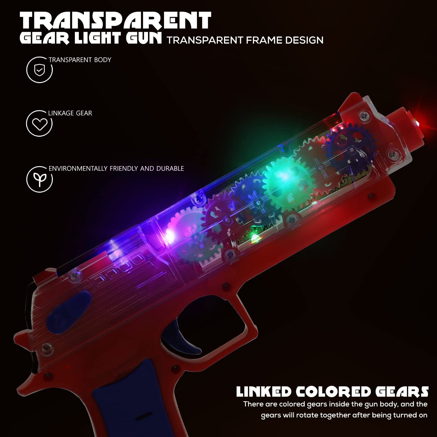 Plastic Gear Simulation Toy Gun for Kids, Pretend Play Gun Toys with 3D Flashing Lights and Exciting Music, Electric Laser Toy Guns with Rotating Gear Mechanism, Toy for Birthday Gift for Kids 3+ Years (Pack of 1)